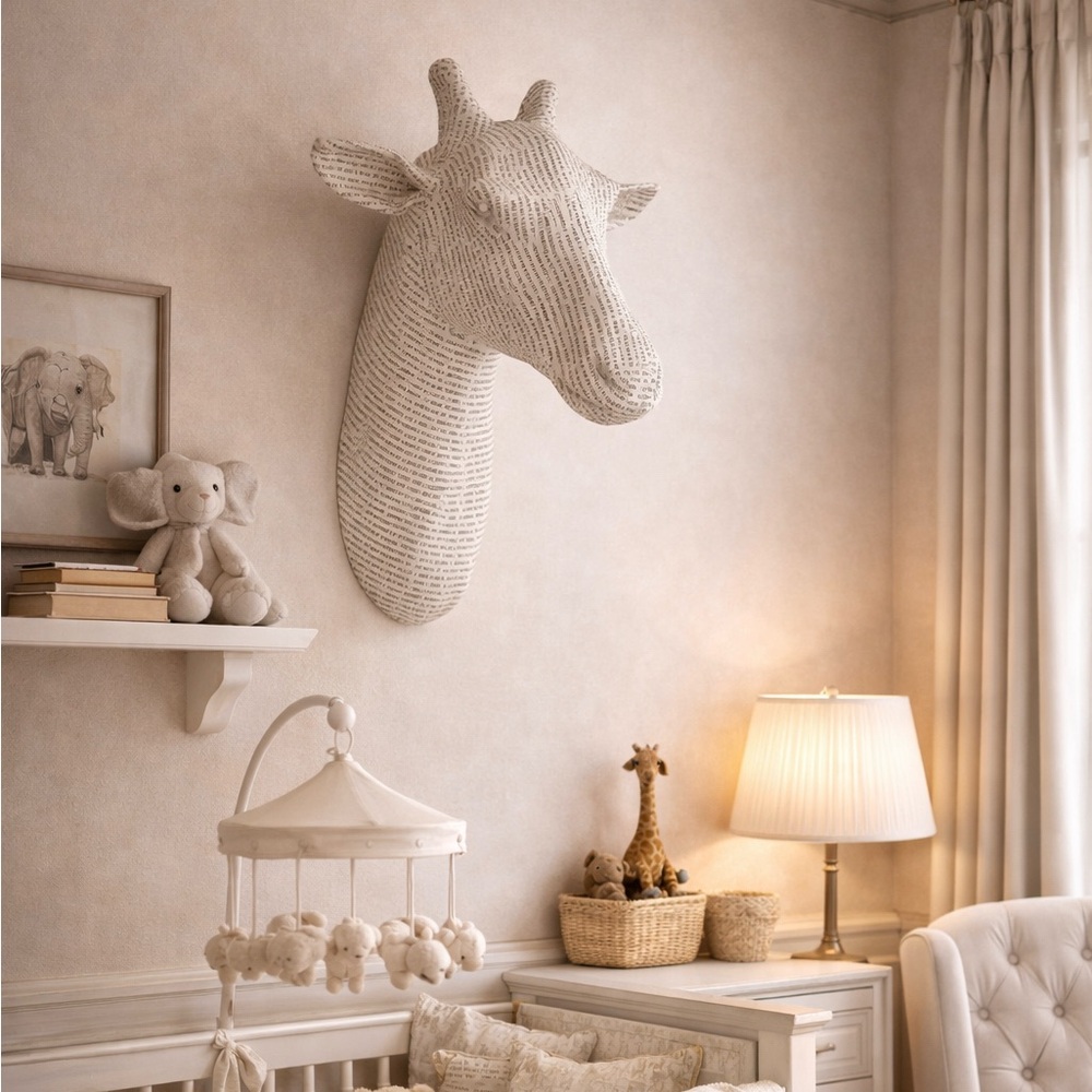 Restoration Hardware Paper Mache Giraffe Head Wall Mount Safari Nursery Decor